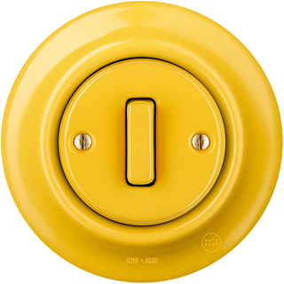 PORCELAIN WALL LIGHT SWITCH YELLOW SLIM BUTTON - DYKE & DEAN