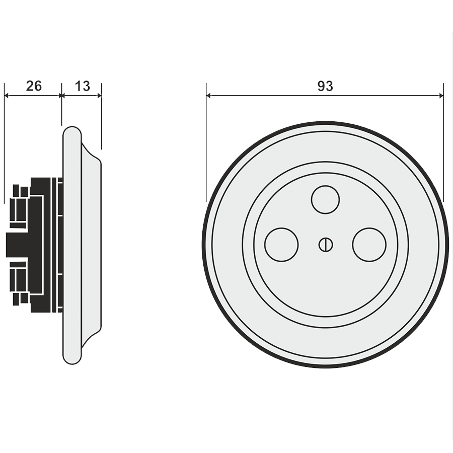 PORCELAIN WALL SOCKET ASH GREY TV ANTENNA - DYKE & DEAN