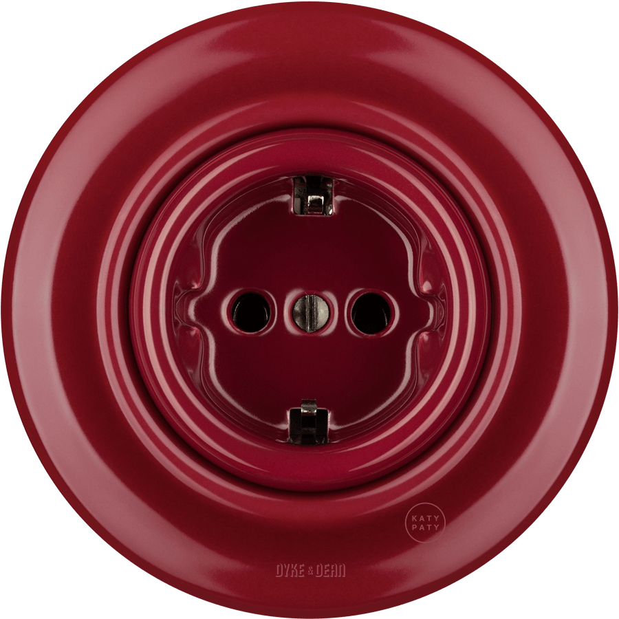 PORCELAIN WALL SOCKET BURGUNDY SCHUKO - DYKE & DEAN