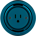 PORCELAIN WALL SOCKET DARK BLUE USA 15 AMP - DYKE & DEAN
