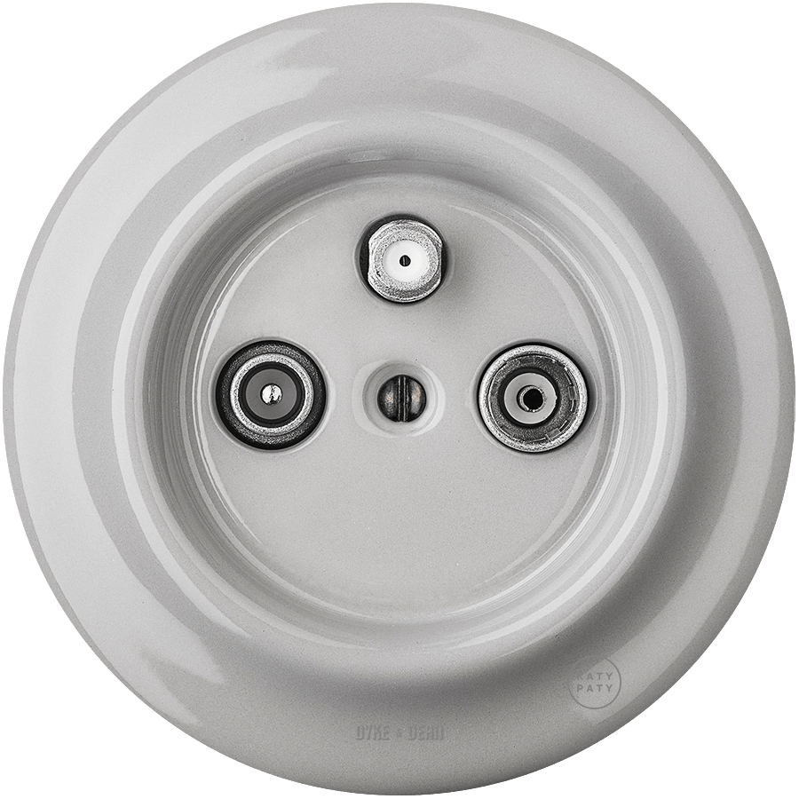 PORCELAIN WALL SOCKET GREY TV ANTENNA - DYKE & DEAN