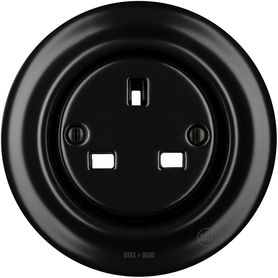 PORCELAIN WALL SOCKET MATT BLACK UK - DYKE & DEAN