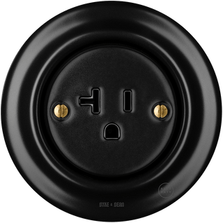 PORCELAIN WALL SOCKET MATT BLACK USA 20 AMP - DYKE & DEAN