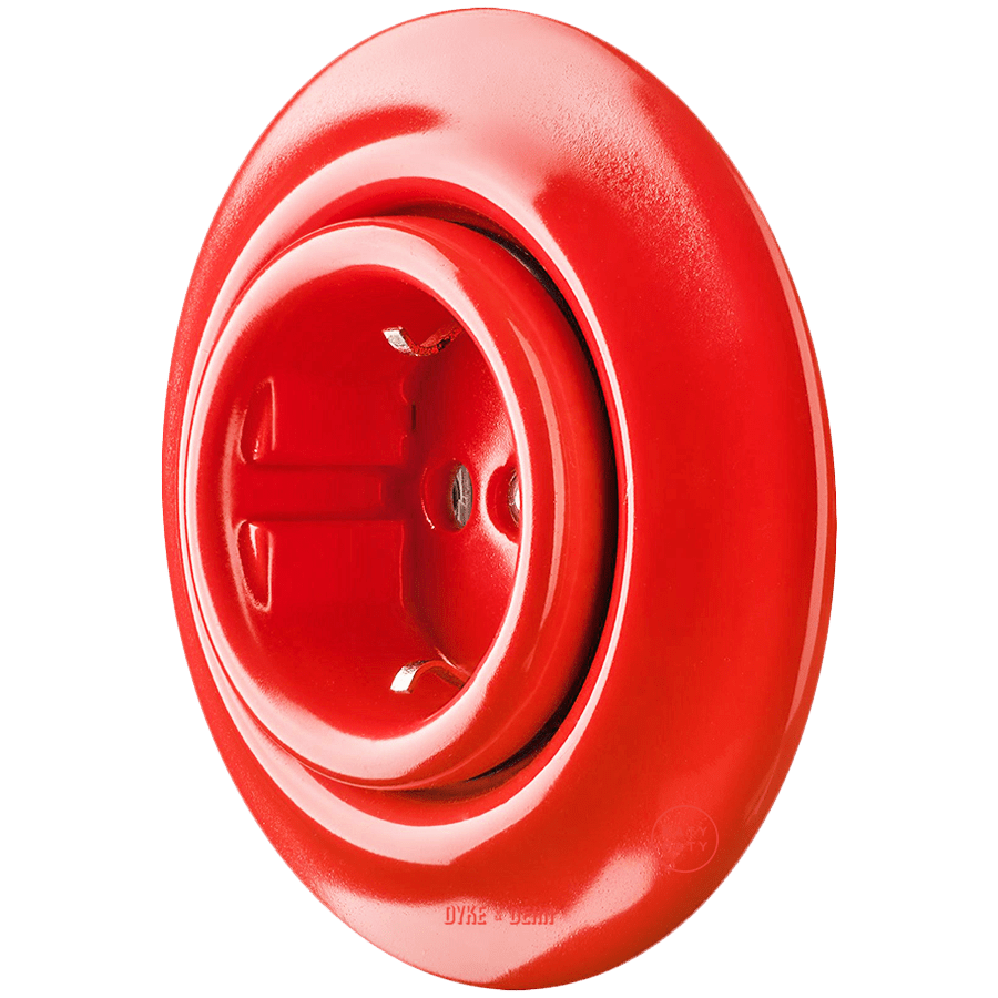 PORCELAIN WALL SOCKET RED SCHUKO - DYKE & DEAN