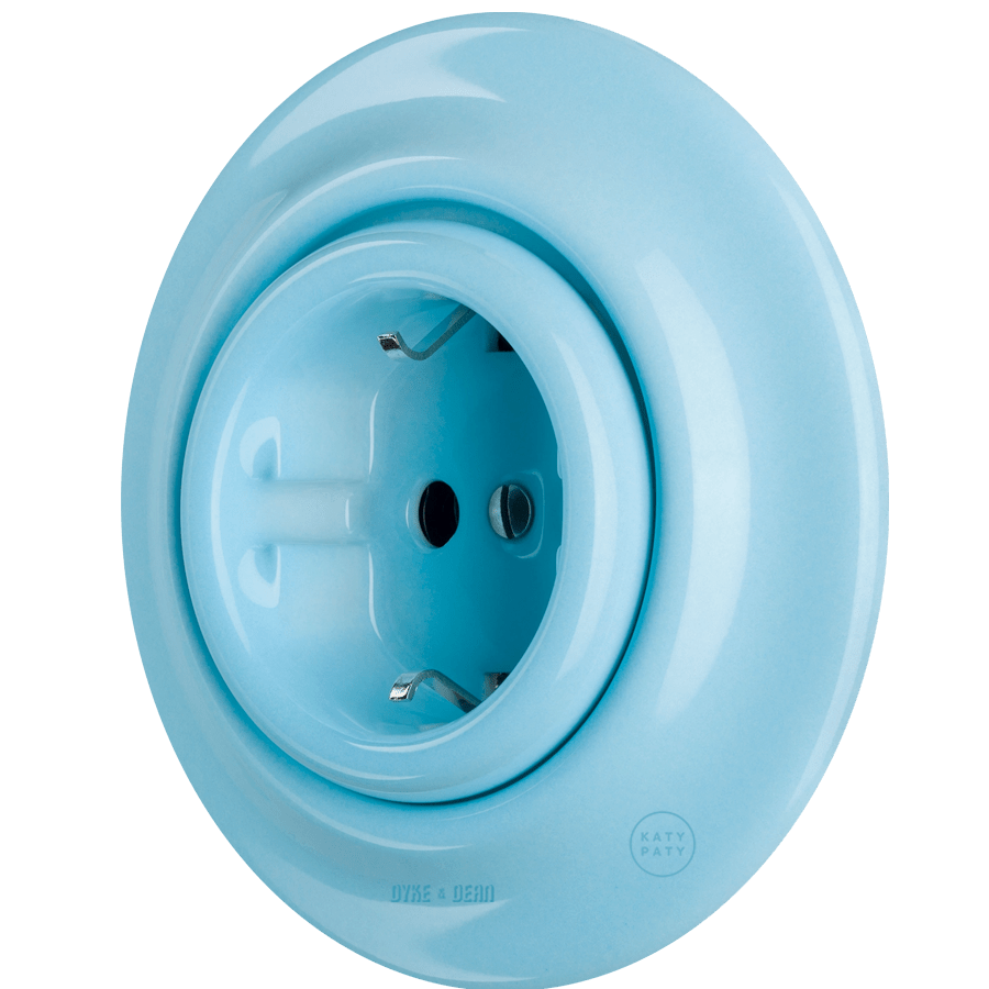 PORCELAIN WALL SOCKET SCHUKO PASTEL BLUE - DYKE & DEAN