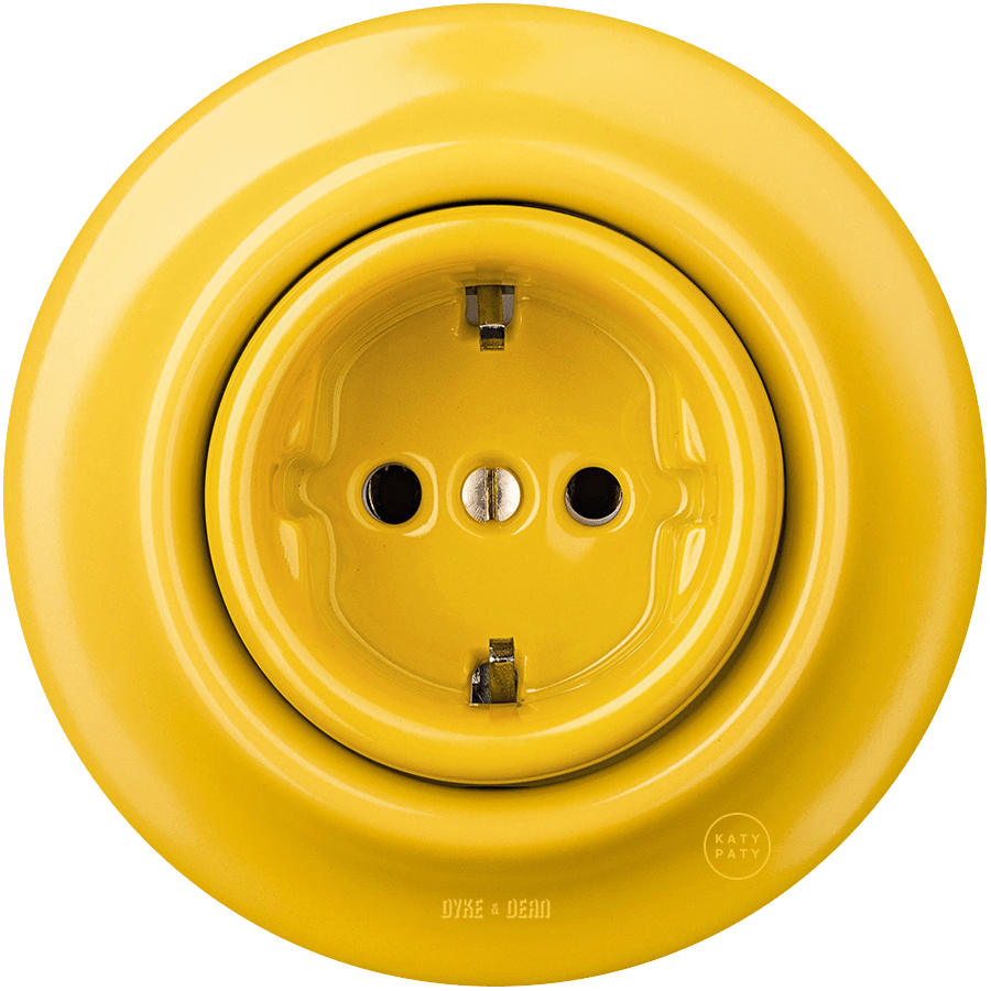 PORCELAIN WALL SOCKET YELLOW SCHUKO - DYKE & DEAN