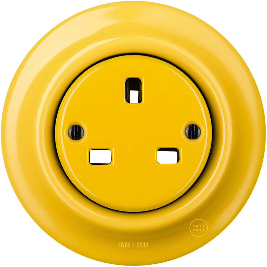 PORCELAIN WALL SOCKET YELLOW UK - DYKE & DEAN