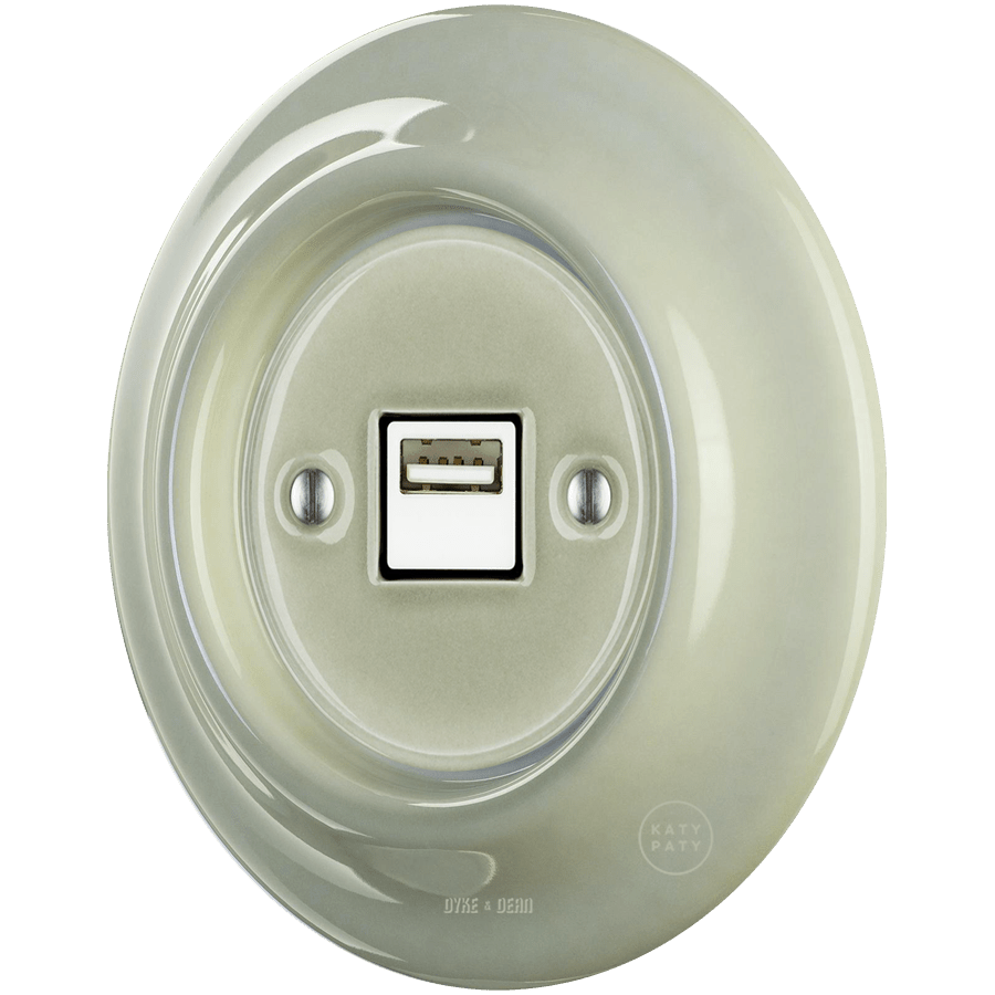 PORCELAIN WALL USB CHARGER GREY GREEN - DYKE & DEAN