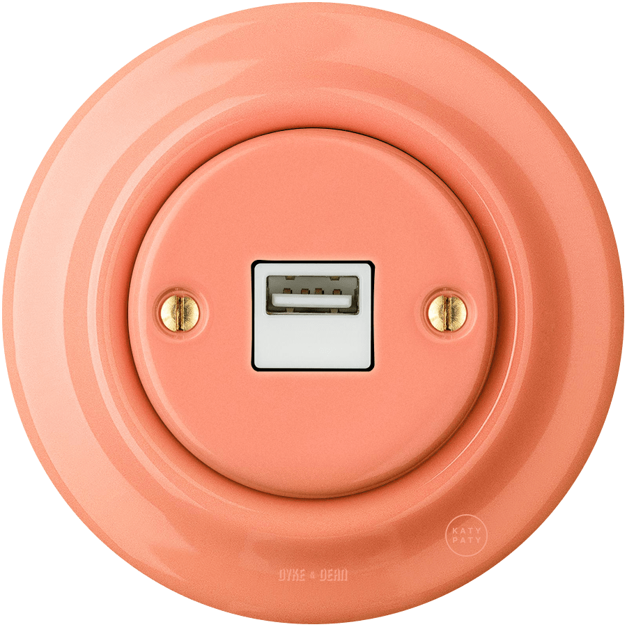 PORCELAIN WALL USB CHARGER SALMON - DYKE & DEAN