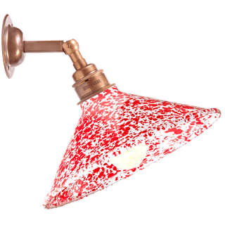 RED CONE SHADE SPLATTERWARE WALL LAMP - DYKE & DEAN