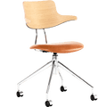 VL119 LEATHER & WOOD SWIVEL CHAIR - DYKE & DEAN