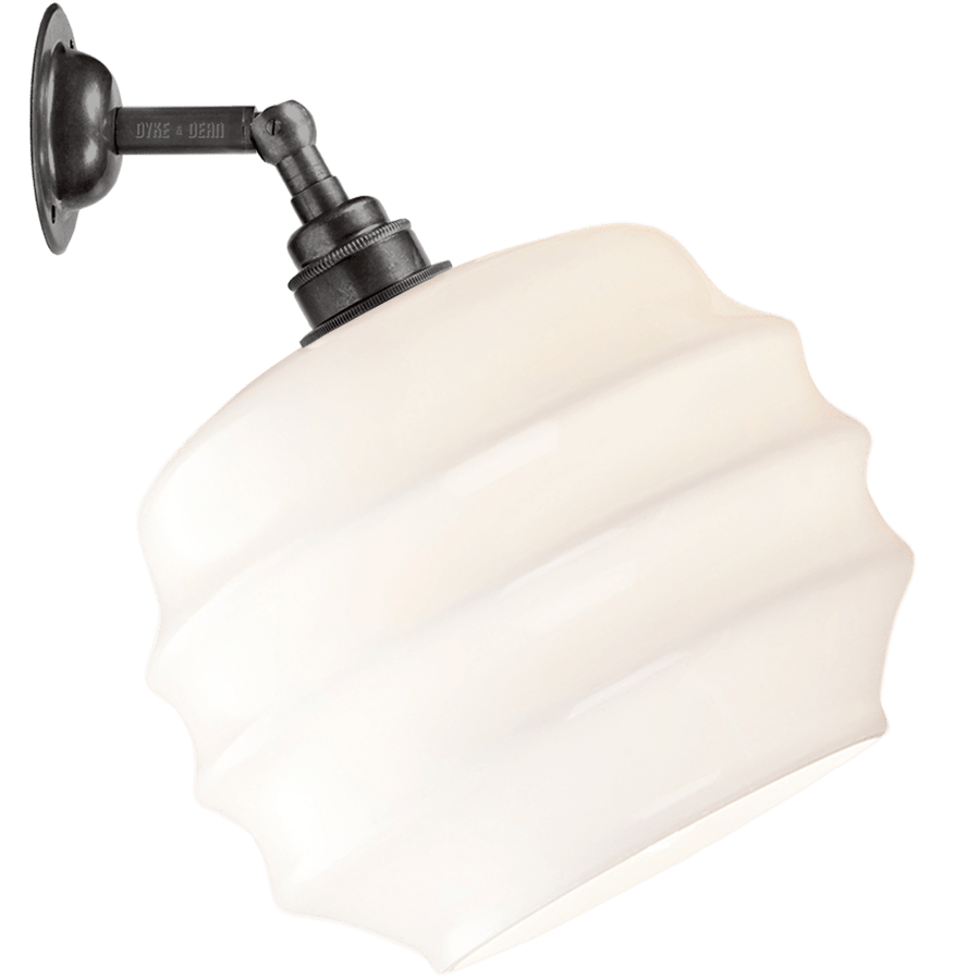 WALL ARM OPAL RIPPLE GLASS SHADE MEDIUM - DYKE & DEAN