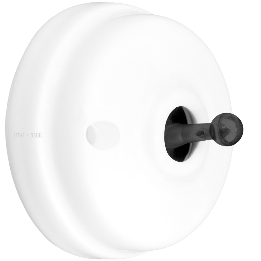 WHITE CERAMIC INTERMEDIATE WALL SWITCHES BLACK - DYKE & DEAN