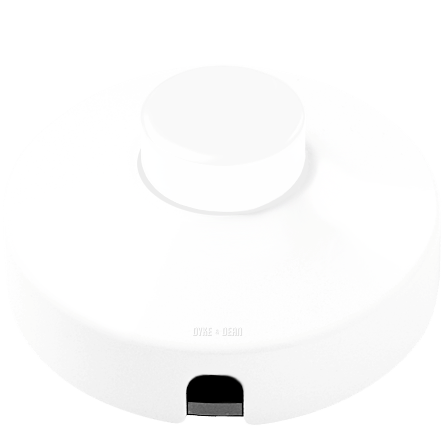 WHITE DUROPLAST FOOT INLINE LAMP LIGHT SWITCH - DYKE & DEAN