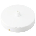 Glossy white round single-cable ceiling rose shown at an angle