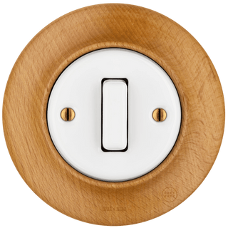 WOODEN PORCELAIN WALL LIGHT SWITCH FAGUS SLIM BUTTON - DYKE & DEAN