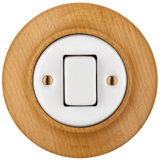 WOODEN PORCELAIN WALL LIGHT SWITCH FUGAS FAT BUTTON - DYKE & DEAN