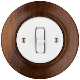 WOODEN PORCELAIN WALL LIGHT SWITCH NUCLEUS TOGGLE - DYKE & DEAN