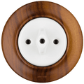WOODEN PORCELAIN WALL LIGHT SWITCH NUTMAG ROTARY - DYKE & DEAN