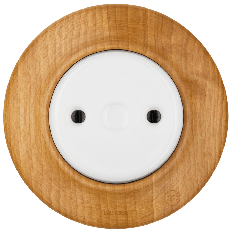 WOODEN PORCELAIN WALL SOCKET FAGUS END PLUG - DYKE & DEAN