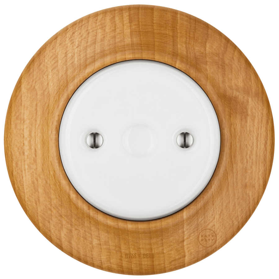 WOODEN PORCELAIN WALL SOCKET FAGUS END PLUG - DYKE & DEAN