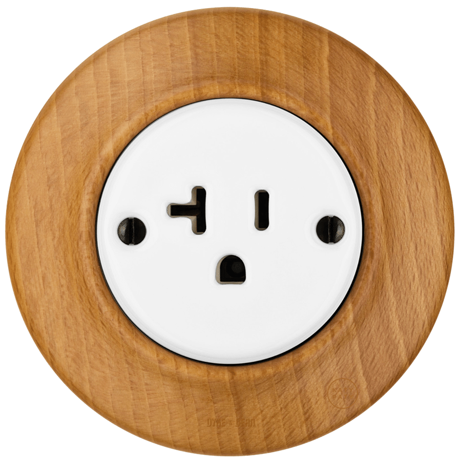 WOODEN PORCELAIN WALL SOCKET FAGUS USA 20A - DYKE & DEAN