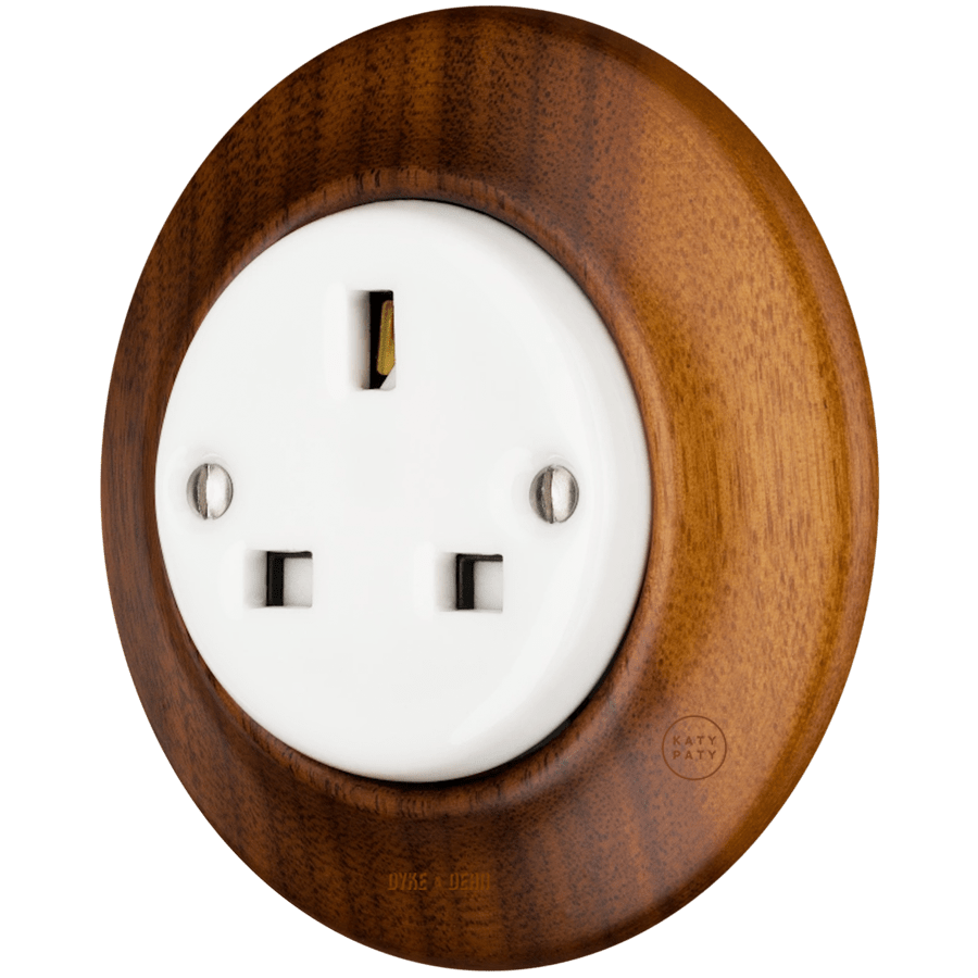 WOODEN PORCELAIN WALL SOCKET NUCMAG UK - DYKE & DEAN