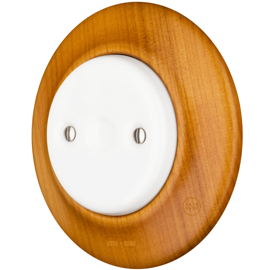 WOODEN PORCELAIN WALL SOCKET PADELUS END PLUG - DYKE & DEAN