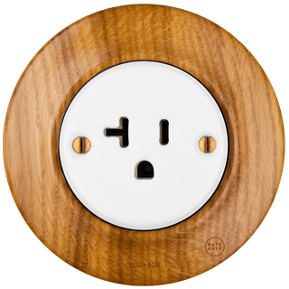 WOODEN PORCELAIN WALL SOCKET ROBUS USA 20A - DYKE & DEAN